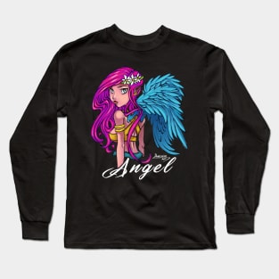 Cute Angel with Crown Flower Long Sleeve T-Shirt